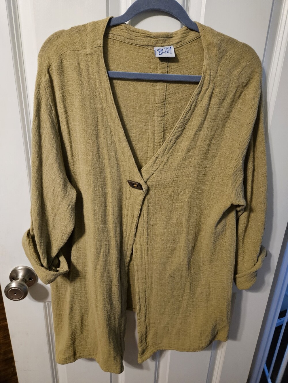 Oh My Gauze! Olive Green Longline Cardigan Jacket